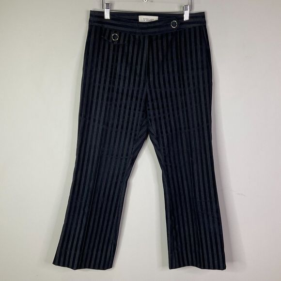 Derek Lam 10 Crosby  Striped Crop Flare Trousers Women Size 8 - Picture 1 of 12